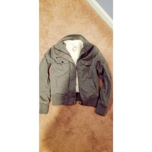 Fuzzy bomber jacket